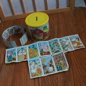 Vintage Avon 1985 "On the Farm" Sticker Bank & Bubble Bath Set